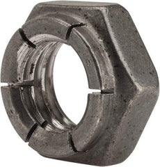 Flex-Loc - 1/2-13 UNC Grade 2 Hex Lock Nut with Expanding Flex Top - 21/64" High, Uncoated, Meets Military Specifications - Industrial Tool & Supply