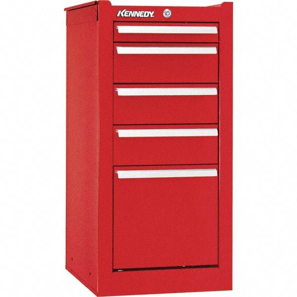Kennedy - 5 Drawer Red Side Cabinet - 13-5/8" Wide x 29" High x 20" Deep, Use with 29" Wide Roller Cabinet - Industrial Tool & Supply