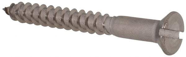 Value Collection - #12, 2" OAL, Slotted Drive, Flat Head Wood Screw - Stainless Steel, Grade 18-8 - Industrial Tool & Supply