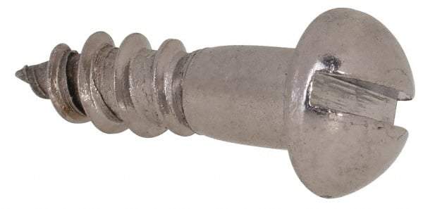 Value Collection - #6, 1/2" Length Under Head, Slotted Drive, Round Head Wood Screw - Stainless Steel, Grade 18-8 - Industrial Tool & Supply