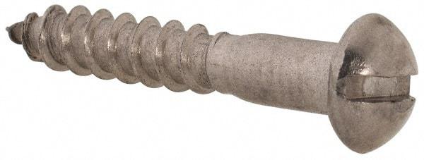 Value Collection - #8, 1" Length Under Head, Slotted Drive, Round Head Wood Screw - Stainless Steel, Grade 18-8 - Industrial Tool & Supply