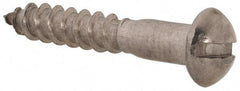 Value Collection - #8, 1" Length Under Head, Slotted Drive, Round Head Wood Screw - Stainless Steel, Grade 18-8 - Industrial Tool & Supply