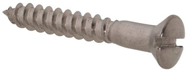 Value Collection - #6, 1" Length Under Head, Slotted Drive, Oval Head Wood Screw - Stainless Steel, Grade 18-8 - Industrial Tool & Supply