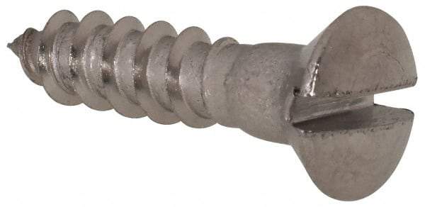 Value Collection - #8, 3/4" Length Under Head, Slotted Drive, Oval Head Wood Screw - Stainless Steel, Grade 18-8 - Industrial Tool & Supply