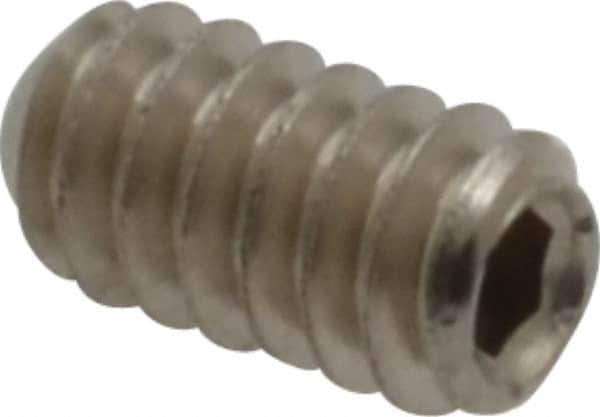 Value Collection - #6-32 UNC, 1/4" OAL, Cup Point Set Screw - Grade 316 Stainless Steel, 1/16" Key - Industrial Tool & Supply