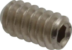 Value Collection - #6-32 UNC, 1/4" OAL, Cup Point Set Screw - Grade 316 Stainless Steel, 1/16" Key - Industrial Tool & Supply