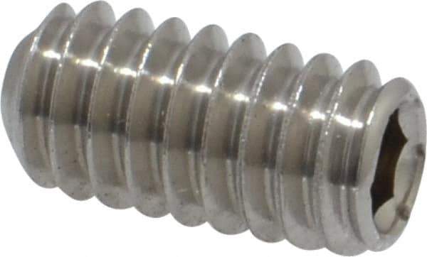 Value Collection - 1/4-20 UNC, 1/2" OAL, Cup Point Set Screw - Grade 316 Stainless Steel, 1/8" Key - Industrial Tool & Supply