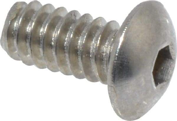 Value Collection - #4-40 UNC Hex Socket Drive, Button Screw - Grade 18-8 Stainless Steel, Uncoated, Fully Threaded, 1/4" Length Under Head - Industrial Tool & Supply