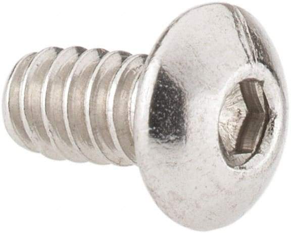Value Collection - #6-32 UNC Hex Socket Drive, Button Screw - Grade 18-8 Stainless Steel, Uncoated, Fully Threaded, 1/4" Length Under Head - Industrial Tool & Supply