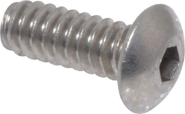 Value Collection - #6-32 UNC Hex Socket Drive, Button Screw - Grade 18-8 Stainless Steel, Uncoated, Fully Threaded, 3/8" Length Under Head - Industrial Tool & Supply
