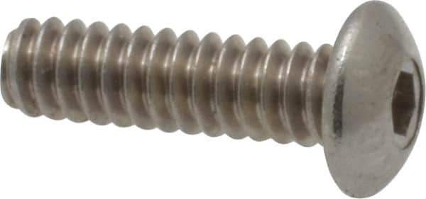 Value Collection - #6-32 UNC Hex Socket Drive, Button Screw - Grade 18-8 Stainless Steel, Uncoated, Fully Threaded, 1/2" Length Under Head - Industrial Tool & Supply
