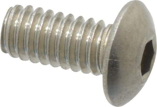Value Collection - #8-32 UNC Hex Socket Drive, Button Screw - Grade 18-8 Stainless Steel, Uncoated, Fully Threaded, 3/8" Length Under Head - Industrial Tool & Supply