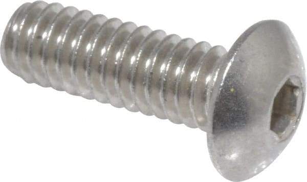 Value Collection - #8-32 UNC Hex Socket Drive, Button Screw - Grade 18-8 Stainless Steel, Uncoated, Fully Threaded, 1/2" Length Under Head - Industrial Tool & Supply