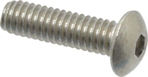 Value Collection - #8-32 UNC Hex Socket Drive, Button Screw - Grade 18-8 Stainless Steel, Uncoated, Fully Threaded, 5/8" Length Under Head - Industrial Tool & Supply