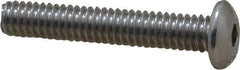 Value Collection - #8-32 UNC Hex Socket Drive, Button Screw - Grade 18-8 Stainless Steel, Uncoated, Fully Threaded, 1" Length Under Head - Industrial Tool & Supply