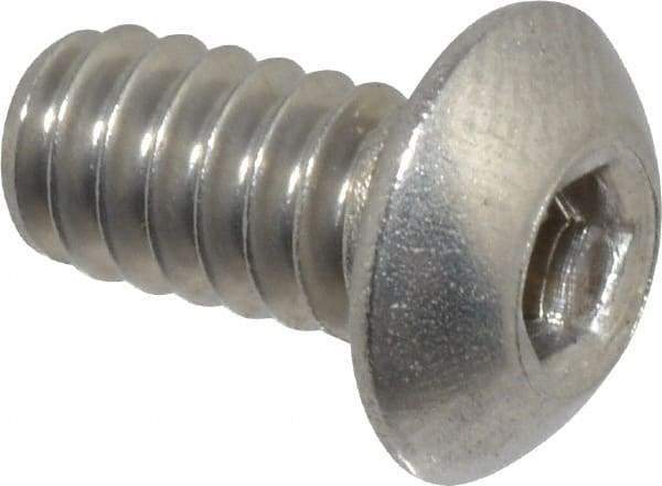 Value Collection - #10-24 UNC Hex Socket Drive, Button Screw - Grade 18-8 Stainless Steel, Uncoated, Fully Threaded, 3/8" Length Under Head - Industrial Tool & Supply
