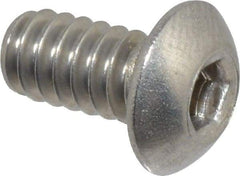 Value Collection - #10-24 UNC Hex Socket Drive, Button Screw - Grade 18-8 Stainless Steel, Uncoated, Fully Threaded, 3/8" Length Under Head - Industrial Tool & Supply