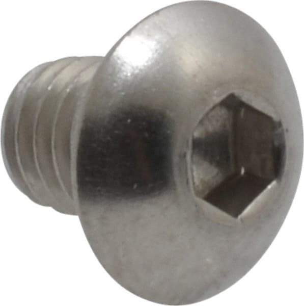 Value Collection - #10-32 UNF Hex Socket Drive, Button Screw - Grade 18-8 Stainless Steel, Uncoated, Fully Threaded, 1/4" Length Under Head - Industrial Tool & Supply
