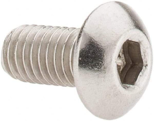 Value Collection - #10-32 UNF Hex Socket Drive, Button Screw - Grade 18-8 Stainless Steel, Uncoated, Fully Threaded, 3/8" Length Under Head - Industrial Tool & Supply