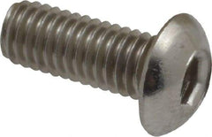 Value Collection - #10-32 UNF Hex Socket Drive, Button Screw - Grade 18-8 Stainless Steel, Uncoated, Fully Threaded, 1/2" Length Under Head - Industrial Tool & Supply
