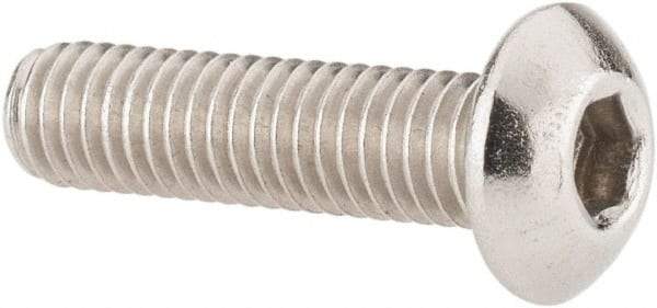Value Collection - #10-32 UNF Hex Socket Drive, Button Screw - Grade 18-8 Stainless Steel, Uncoated, Fully Threaded, 3/4" Length Under Head - Industrial Tool & Supply