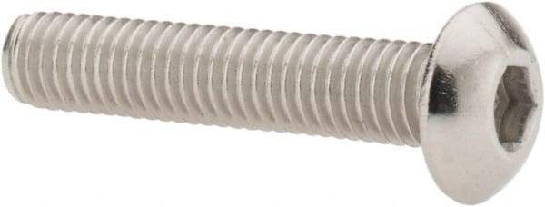 Value Collection - #10-32 UNF Hex Socket Drive, Button Screw - Grade 18-8 Stainless Steel, Uncoated, Fully Threaded, 1" Length Under Head - Industrial Tool & Supply
