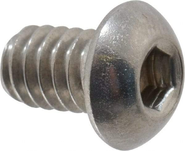 Value Collection - 1/4-20 UNC Hex Socket Drive, Button Screw - Grade 18-8 Stainless Steel, 3/8" Length Under Head - Industrial Tool & Supply