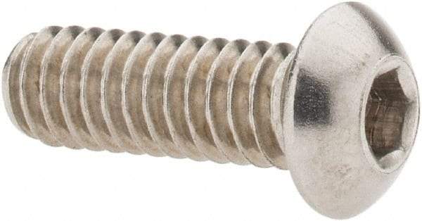 Value Collection - 1/4-20 UNC Hex Socket Drive, Button Screw - Grade 18-8 Stainless Steel, 3/4" Length Under Head - Industrial Tool & Supply