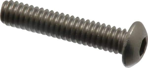 Value Collection - 1/4-20 UNC Hex Socket Drive, Button Screw - Grade 18-8 Stainless Steel, 1-1/4" Length Under Head - Industrial Tool & Supply