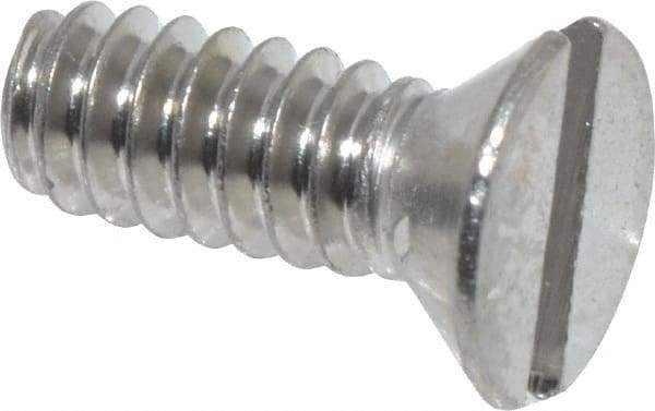 Value Collection - #6-32 UNC, 3/8" OAL Slotted Drive Machine Screw - Flat Head, Grade 18-8 Stainless Steel, Uncoated, Without Washer - Industrial Tool & Supply