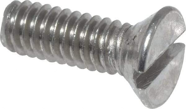Value Collection - #8-32 UNC, 1/2" OAL Slotted Drive Machine Screw - Flat Head, Grade 18-8 Stainless Steel, Uncoated, Without Washer - Industrial Tool & Supply