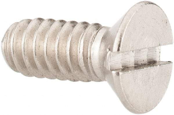 Value Collection - #10-24 UNC, 1/2" OAL Slotted Drive Machine Screw - Flat Head, Grade 18-8 Stainless Steel, Uncoated, Without Washer - Industrial Tool & Supply