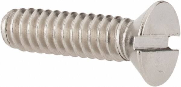 Value Collection - #10-24 UNC, 3/4" OAL Slotted Drive Machine Screw - Flat Head, Grade 18-8 Stainless Steel, Uncoated, Without Washer - Industrial Tool & Supply