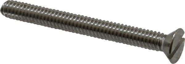 Value Collection - #10-24 UNC, 1-1/2" OAL Slotted Drive Machine Screw - Flat Head, Grade 18-8 Stainless Steel, Uncoated, Without Washer - Industrial Tool & Supply
