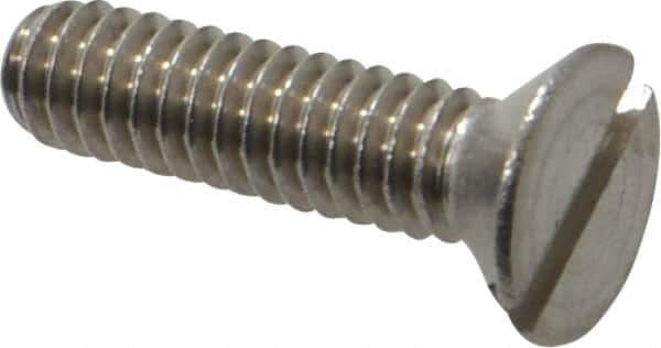 Value Collection - 1/4-20 UNC, 1" OAL Slotted Drive Machine Screw - Flat Head, Grade 18-8 Stainless Steel, Uncoated, Without Washer - Industrial Tool & Supply