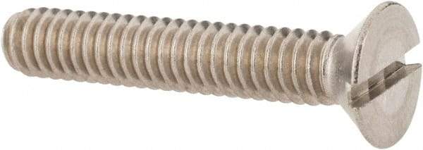 Value Collection - 1/4-20 UNC, 1-1/2" OAL Slotted Drive Machine Screw - Flat Head, Grade 18-8 Stainless Steel, Uncoated, Without Washer - Industrial Tool & Supply
