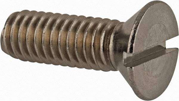 Value Collection - 5/16-18 UNC, 1" OAL Slotted Drive Machine Screw - Flat Head, Grade 18-8 Stainless Steel, Uncoated, Without Washer - Industrial Tool & Supply