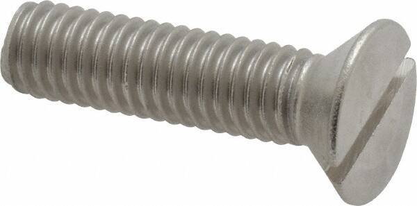 Value Collection - 3/8-16 UNC, 1-1/2" OAL Slotted Drive Machine Screw - Flat Head, Grade 18-8 Stainless Steel, Uncoated, Without Washer - Industrial Tool & Supply