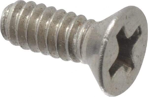 Value Collection - #6-32 UNC, 3/8" OAL Phillips Drive Machine Screw - Flat Head, Grade 18-8 Stainless Steel, Uncoated, Without Washer - Industrial Tool & Supply