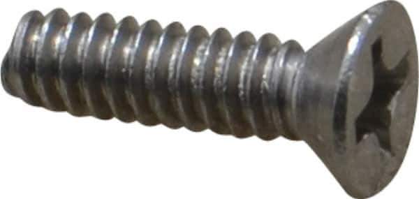Value Collection - #6-32 UNC, 1/2" OAL Phillips Drive Machine Screw - Flat Head, Grade 18-8 Stainless Steel, Uncoated, Without Washer - Industrial Tool & Supply