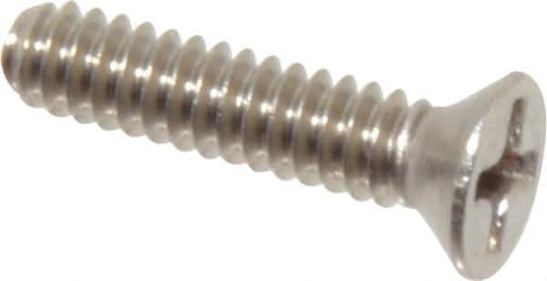 Value Collection - #6-32 UNC, 5/8" OAL Phillips Drive Machine Screw - Flat Head, Grade 18-8 Stainless Steel, Uncoated, Without Washer - Industrial Tool & Supply