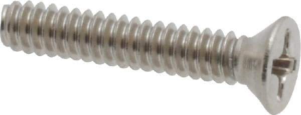 Value Collection - #6-32 UNC, 3/4" OAL Phillips Drive Machine Screw - Flat Head, Grade 18-8 Stainless Steel, Uncoated, Without Washer - Industrial Tool & Supply