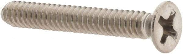 Value Collection - #6-32 UNC, 1" OAL Phillips Drive Machine Screw - Flat Head, Grade 18-8 Stainless Steel, Uncoated, Without Washer - Industrial Tool & Supply