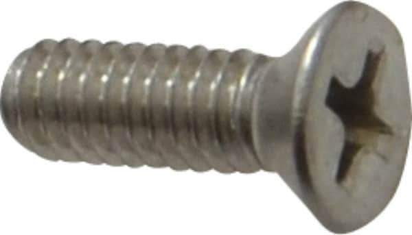 Value Collection - #8-32 UNC, 1/2" OAL Phillips Drive Machine Screw - Flat Head, Grade 18-8 Stainless Steel, Uncoated, Without Washer - Industrial Tool & Supply