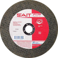 Sait - 4-1/2" 30 Grit Aluminum Oxide Cutoff Wheel - 5/64" Thick, 7/8" Arbor, 13,300 Max RPM, Use with Angle Grinders - Industrial Tool & Supply