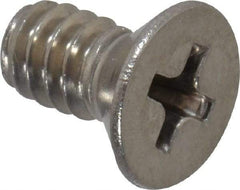 Value Collection - #10-24 UNC, 3/8" OAL Phillips Drive Machine Screw - Flat Head, Grade 18-8 Stainless Steel, Uncoated, Without Washer - Industrial Tool & Supply