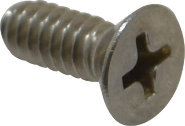 Value Collection - #10-24 UNC, 1/2" OAL Phillips Drive Machine Screw - Flat Head, Grade 18-8 Stainless Steel, Uncoated, Without Washer - Industrial Tool & Supply