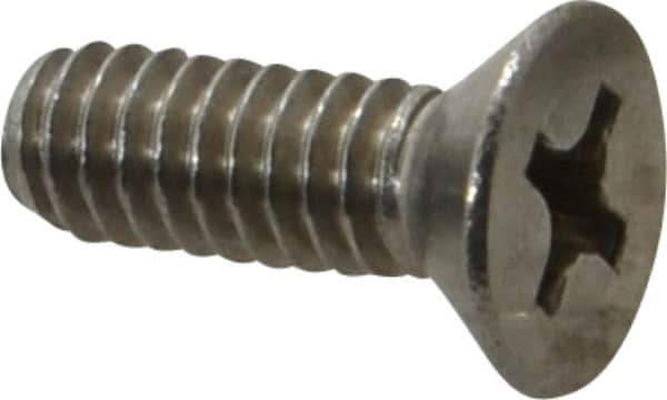 Value Collection - 1/4-20 UNC, 3/4" OAL Phillips Drive Machine Screw - Flat Head, Grade 18-8 Stainless Steel, Uncoated, Without Washer - Industrial Tool & Supply