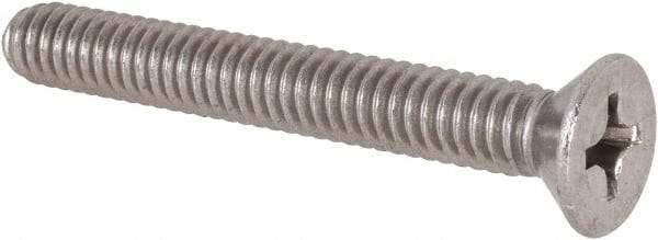 Value Collection - 1/4-20 UNC, 2" OAL Phillips Drive Machine Screw - Flat Head, Grade 18-8 Stainless Steel, Uncoated, Without Washer - Industrial Tool & Supply