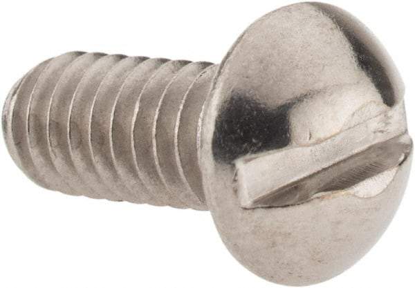 Value Collection - #12-24 UNC, 1/2" Length Under Head Slotted Drive Machine Screw - Round Head, Grade 18-8 Stainless Steel, Uncoated, Without Washer - Industrial Tool & Supply